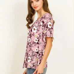 Allegra K Women's Cute Floral Print Button Down Shirt Scoop Neck Ruffled Sleeves Casual Blouse 17 Allegra K Women's Cute Floral Print Button Down Shirt Scoop Neck Ruffled Sleeves Casual Blouse