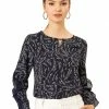Allegra K Women's Ruffle Trim Long Sleeve Vintage Tops Keyhole Neck Floral Blouse
