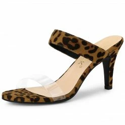 Allegra K Women's Clear Strap Stiletto Heel Slides Sandals