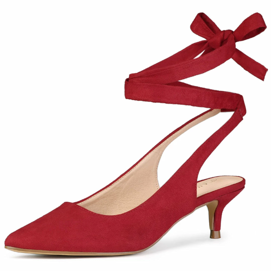 Allegra K Women's Point Toe Kitten Heels Lace Up Pumps Shoes 3 Allegra K Women's Point Toe Kitten Heels Lace Up Pumps Shoes