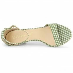 Allegra K Shoes Women's Plaid Houndstooth Ankle Strap Stiletto Heels Sandals