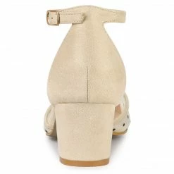 Allegra K Women's Polka Dots Lace Pointed Toe Chunky Heels Pumps Shoes