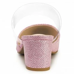 Allegra K Women's Pointed Toe Block Heels Glitter Mules 25 Allegra K Women's Pointed Toe Block Heels Glitter Mules