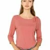 Allegra K Women's Slim Fit Bow Tie Neck 3/4 Sleeves Work Elegant Knit Top