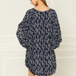 Allegra K Women's Cotton Dresses Bat Short Sleeves Tunic Oversized Mini Dress