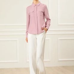 Allegra K Women's Office Casual Long Sleeve Button Up Collared Shirt