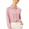 Allegra K Women's Office Casual Long Sleeve Button Up Collared Shirt