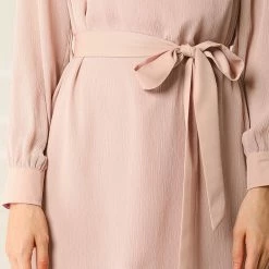 Allegra K Women's Tie Neck Keyhole Colorblock Belted Long Sleeve Straight Dress 19 Allegra K Women's Tie Neck Keyhole Colorblock Belted Long Sleeve Straight Dress