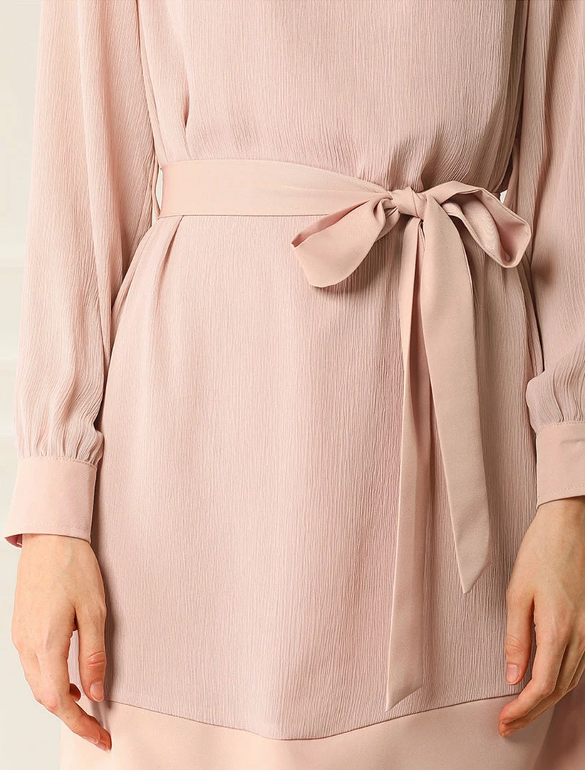 Allegra K Women's Tie Neck Keyhole Colorblock Belted Long Sleeve Straight Dress 8 Allegra K Women's Tie Neck Keyhole Colorblock Belted Long Sleeve Straight Dress