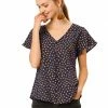 Allegra K Women's Ruffles Sleeve V Neck Button Up Polka Dot Print Blouse Top 1 Allegra K Women's Ruffles Sleeve V Neck Button Up Polka Dot Print Blouse Top