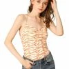 Allegra K Women's Printed Slim Stretchy Sleeveless Cami Adjustable Spaghetti Strap Vest Top 2 Allegra K Women's Printed Slim Stretchy Sleeveless Cami Adjustable Spaghetti Strap Vest Top