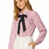 Allegra K Women's Solid Color Elegant Tie Neck Ruffled Shirts Work Office Blouse 1 Allegra K Women's Solid Color Elegant Tie Neck Ruffled Shirts Work Office Blouse