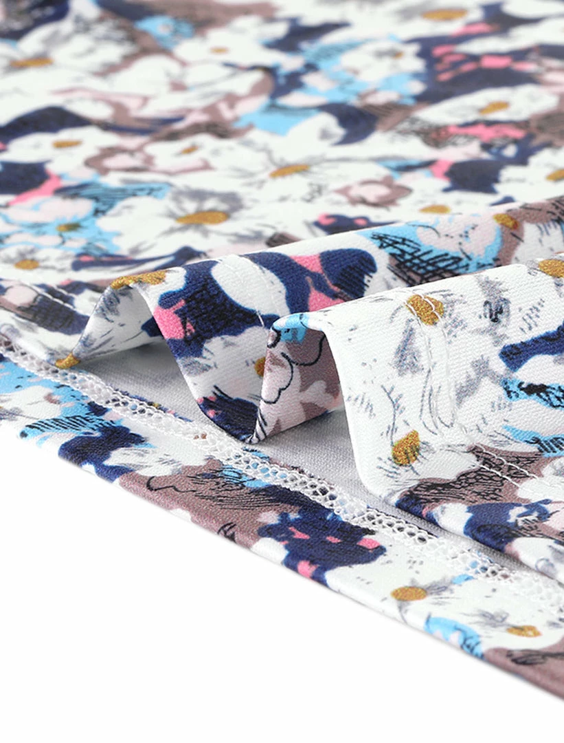 Allegra K Women's Floral Short Sleeve Back V Neck Lace Trim Casual Tee T-Shirt 8 Allegra K Women's Floral Short Sleeve Back V Neck Lace Trim Casual Tee T-Shirt