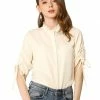 Allegra K Women's Casual Blouse Ruched Half Sleeve Button Up Shirts 1 Allegra K Women's Casual Blouse Ruched Half Sleeve Button Up Shirts