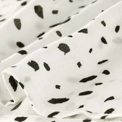 Allegra K Women's Irregular Polka Dot Blouse Flare Sleeve Contrast Collar Top Shirt