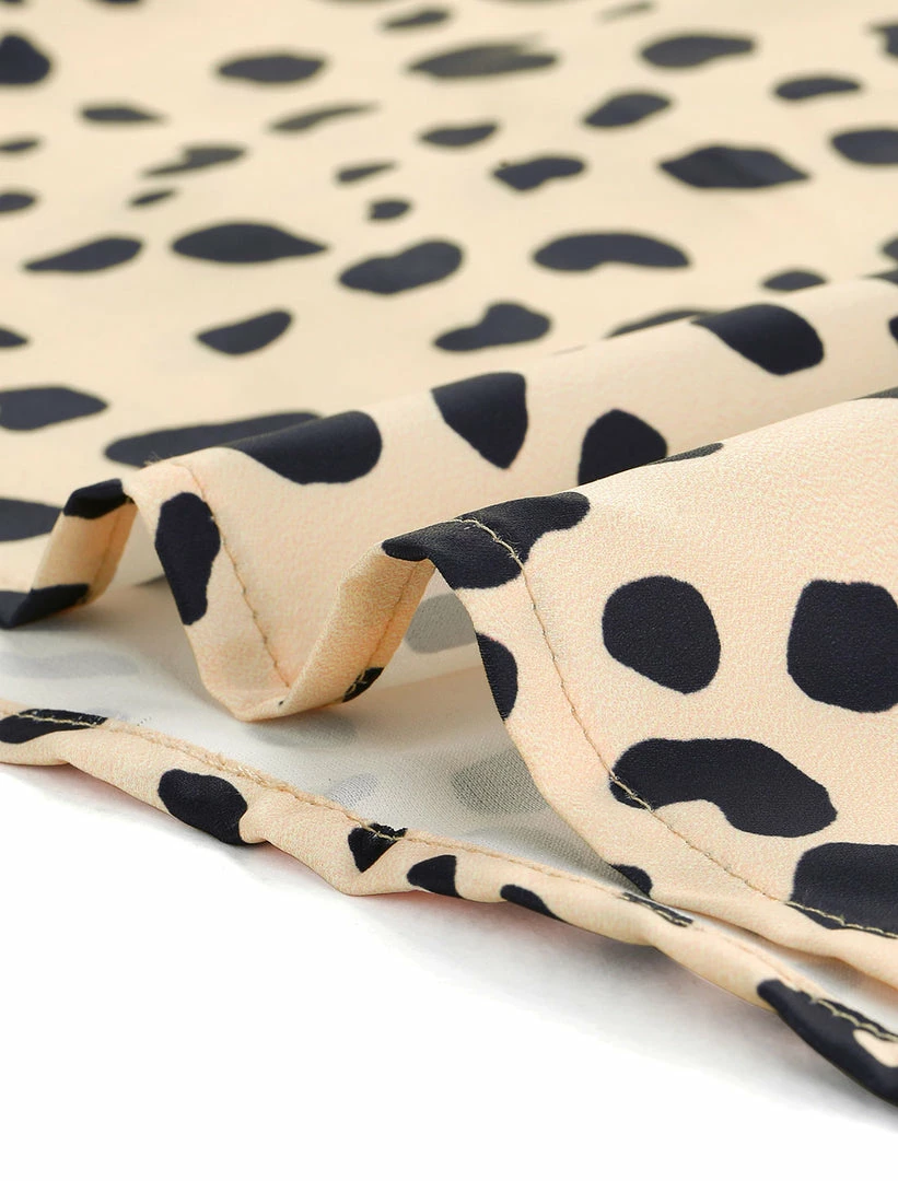 Allegra K Women's Leopard Tie Waist Puff Sleeves V Neck A-Line Dress 8 Allegra K Women's Leopard Tie Waist Puff Sleeves V Neck A-Line Dress