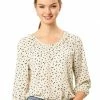Allegra K Women's Sweet Ruffle Round Neck Elastic Floral Blouse Top