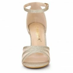 Allegra K Women's Glitter Ankle Strap Stiletto Heels Sandals