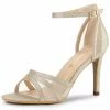 Allegra K Women's Glitter Ankle Strap Stiletto Heels Sandals