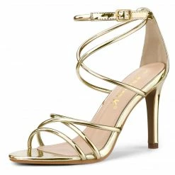 Allegra K Women's Open Toe Strappy Straps Stiletto Heel Sandals