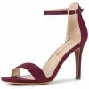 Allegra K Shoes Women's Suede Ankle Strap High Stiletto Heels Sandals