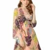 Allegra K Women's V Neck Tie Front Tropical Floral Print Dress