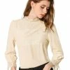 Allegra K Women's 3/4 Sleeves Mock Neck Lace Panel Blouse