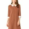 Allegra K Women's Peter Pan Collar Dresses Casual Half Sleeves Knit Doll Collared Dress