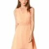 Allegra K Women's Sleeveless Ruffle V Neck Chiffon Smocked Waist A-Line Dress
