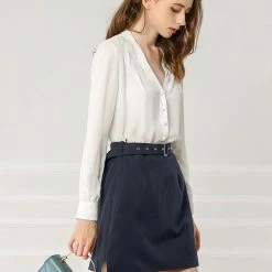 Allegra K Women's Work Office High Waist Pockets Belted A-Line Mini Skirt 17 Allegra K Women's Work Office High Waist Pockets Belted A-Line Mini Skirt