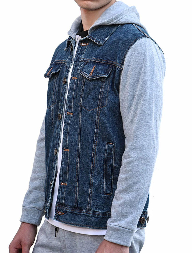Allegra K Men's Hoodies Sweatshirt Jean Patchwork Sleeves Button Down Denim Jacket 4 Allegra K Men's Hoodies Sweatshirt Jean Patchwork Sleeves Button Down Denim Jacket