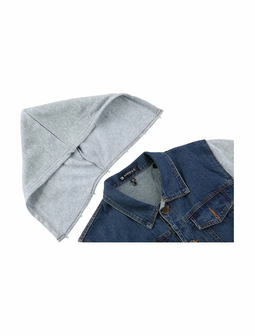 Allegra K Men's Hoodies Sweatshirt Jean Patchwork Sleeves Button Down Denim Jacket 6 Allegra K Men's Hoodies Sweatshirt Jean Patchwork Sleeves Button Down Denim Jacket