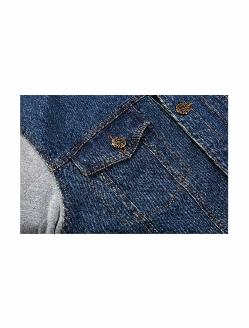 Allegra K Men's Hoodies Sweatshirt Jean Patchwork Sleeves Button Down Denim Jacket 9 Allegra K Men's Hoodies Sweatshirt Jean Patchwork Sleeves Button Down Denim Jacket