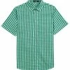 Allegra K Men's Western Shirts Check Button Down Short Sleeve Casual Plaid Shirt