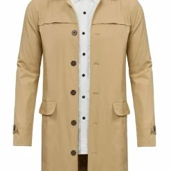 Allegra K Men's Lightweight Trench Coat Single Breasted Slim Fit Jacket Overcoat