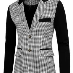 Allegra K Men's Plaid Pattern Button Down Slim Fit Casual Jacket Blazer
