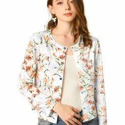 Allegra K Women's Spring Floral Printed Cardigan Long Sleeves Elegant Button Down Shirt Top