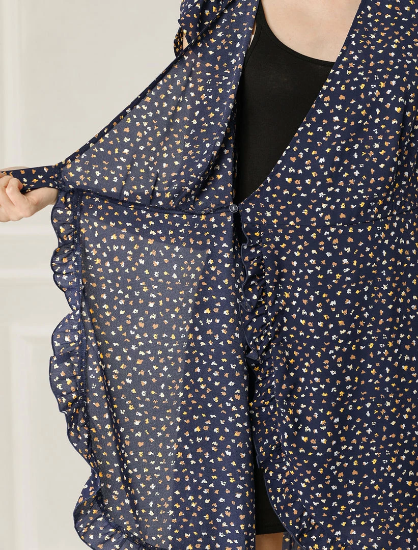 Allegra K Women's Spring Ruffle Hem Irregular Dot Short Sleeve Above Knee Length V-Neck Chiffon Floral Wrap Dress 8 Allegra K Women's Spring Ruffle Hem Irregular Dot Short Sleeve Above Knee Length V-Neck Chiffon Floral Wrap Dress