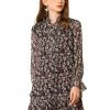 Allegra K Women's Ruffle Tie Neck Loose Shift Floral Dress