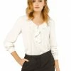 Allegra K Women's Ruffle V Neck Chiffon Blouse For Office Work Pleated Vintage Shirt