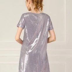 Allegra K Women's Glitter Sparkle V Neck Mini Party Club Sequin Dress 18 Allegra K Women's Glitter Sparkle V Neck Mini Party Club Sequin Dress