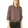 Allegra K Women's Work Plaid Button Up Spread Yoke Long Sleeve Office Shirt