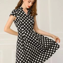 Allegra K Women's Rockabilly 1950s Retro Cap Sleeve A-Line Polka Dot Dress 22 Allegra K Women's Rockabilly 1950s Retro Cap Sleeve A-Line Polka Dot Dress
