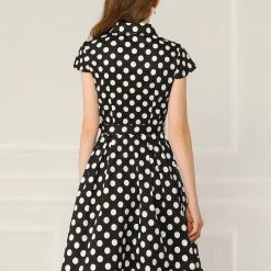 Allegra K Women's Rockabilly 1950s Retro Cap Sleeve A-Line Polka Dot Dress 24 Allegra K Women's Rockabilly 1950s Retro Cap Sleeve A-Line Polka Dot Dress