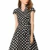 Allegra K Women's Rockabilly 1950s Retro Cap Sleeve A-Line Polka Dot Dress