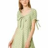 Allegra K Women's A-line Ruffle Hem Bowknot Polka Dots Dress