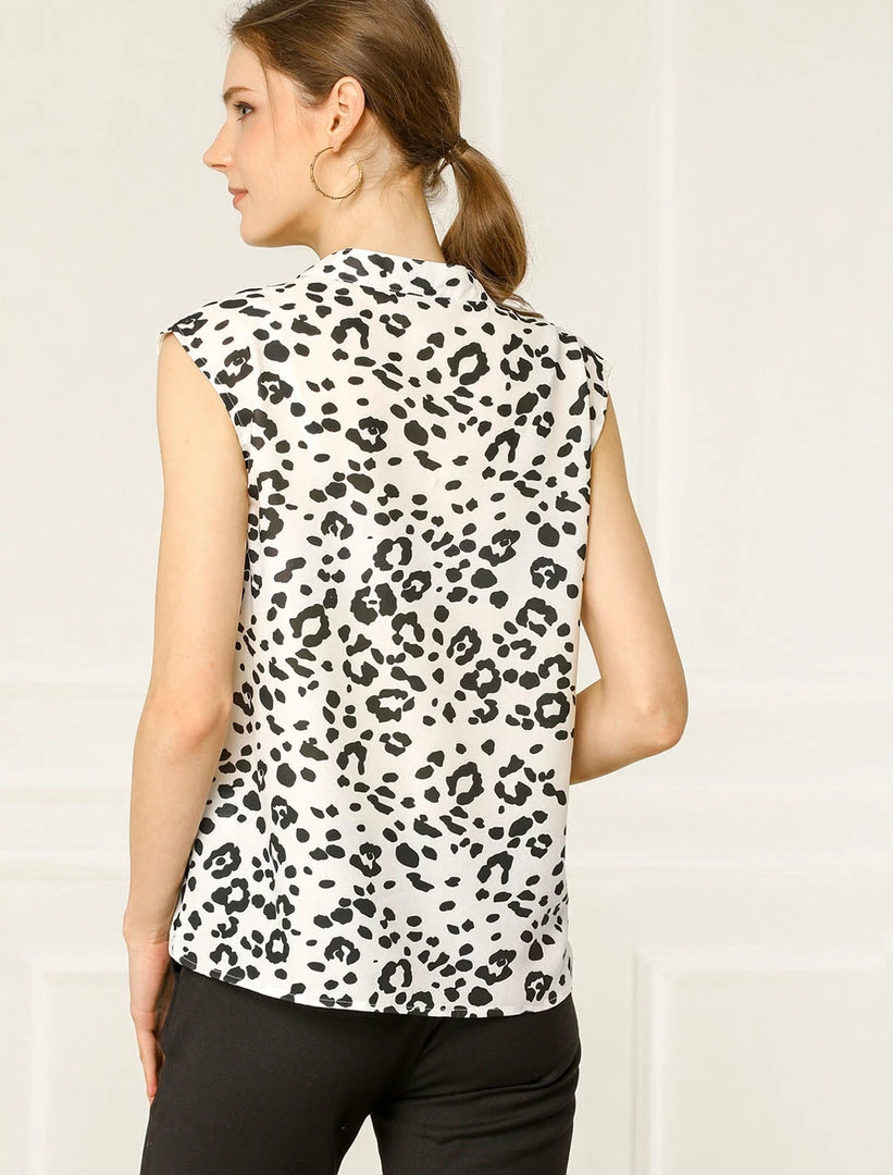 Allegra K Women's Leopard Print Top Sleeveless Tie Front Contrast Color Shirt 7 Allegra K Women's Leopard Print Top Sleeveless Tie Front Contrast Color Shirt