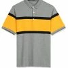 Allegra K Men's Summer Color Block Polo Golf Short Sleeves Regular Fit Striped T Shirt