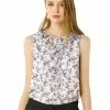 Allegra K Women's Ruffle Sleeveless Chiffon Floral Top