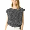 Allegra K Women's Printed Round Neck Tie Hem Casual Blouse Tops W Tube